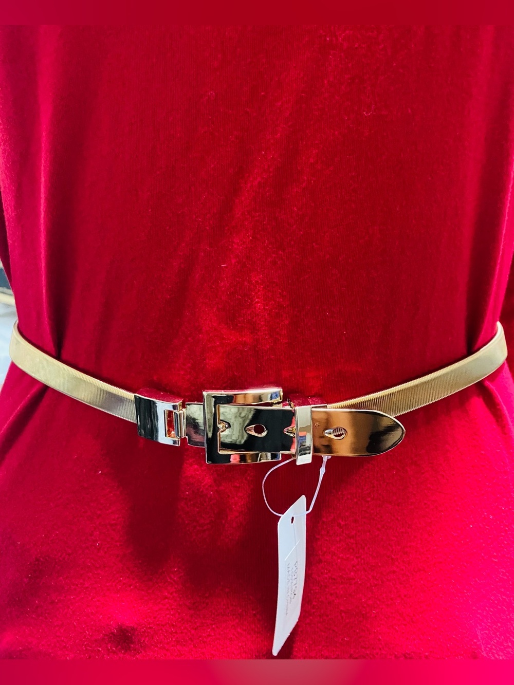 Gold Metallic Women's Waist Strech Belt - Stylish Shine